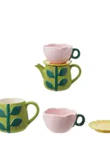 Ceramic Teapot with Rose Shaped Mug & Saucer