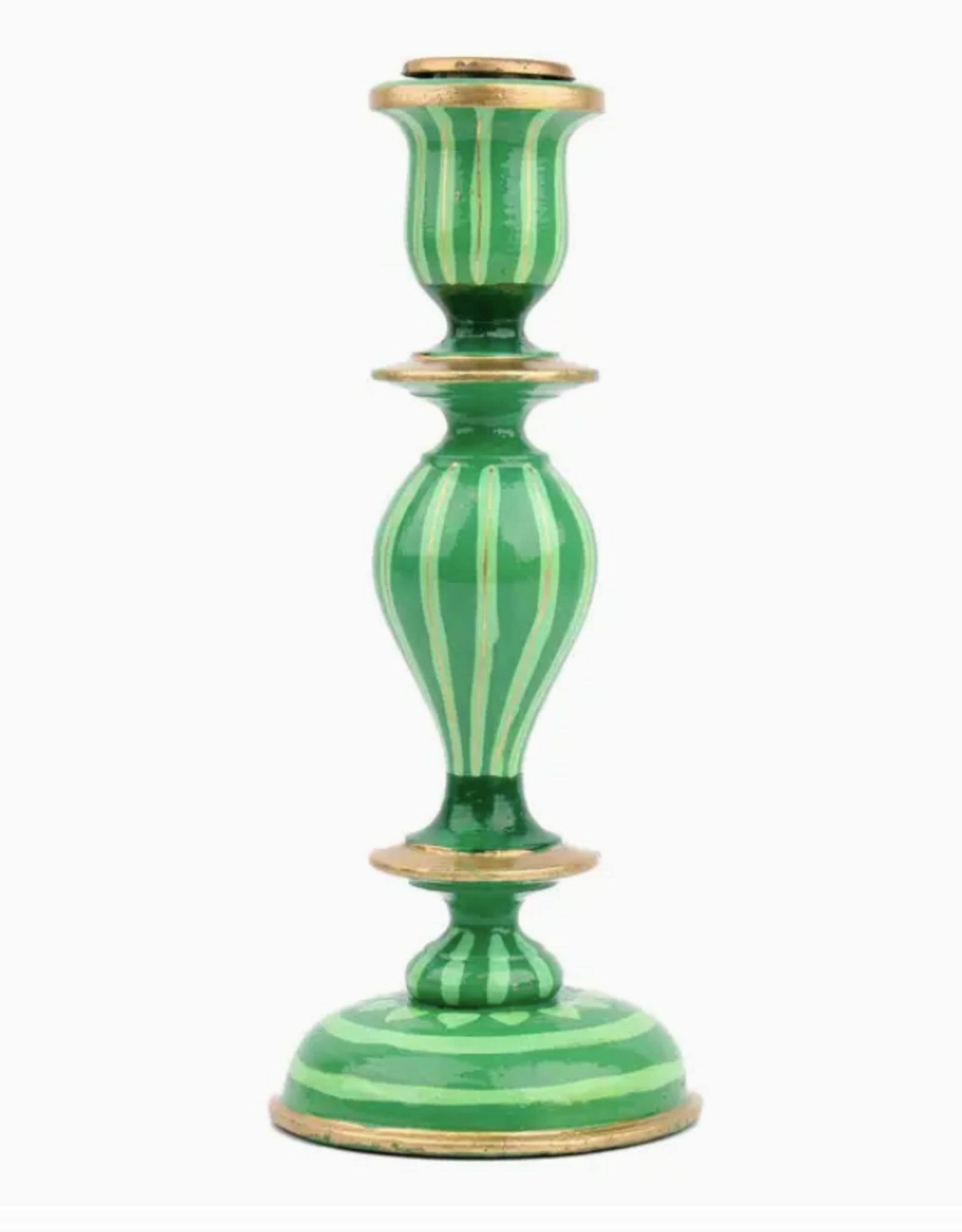 Large Green Stripe Candlestick