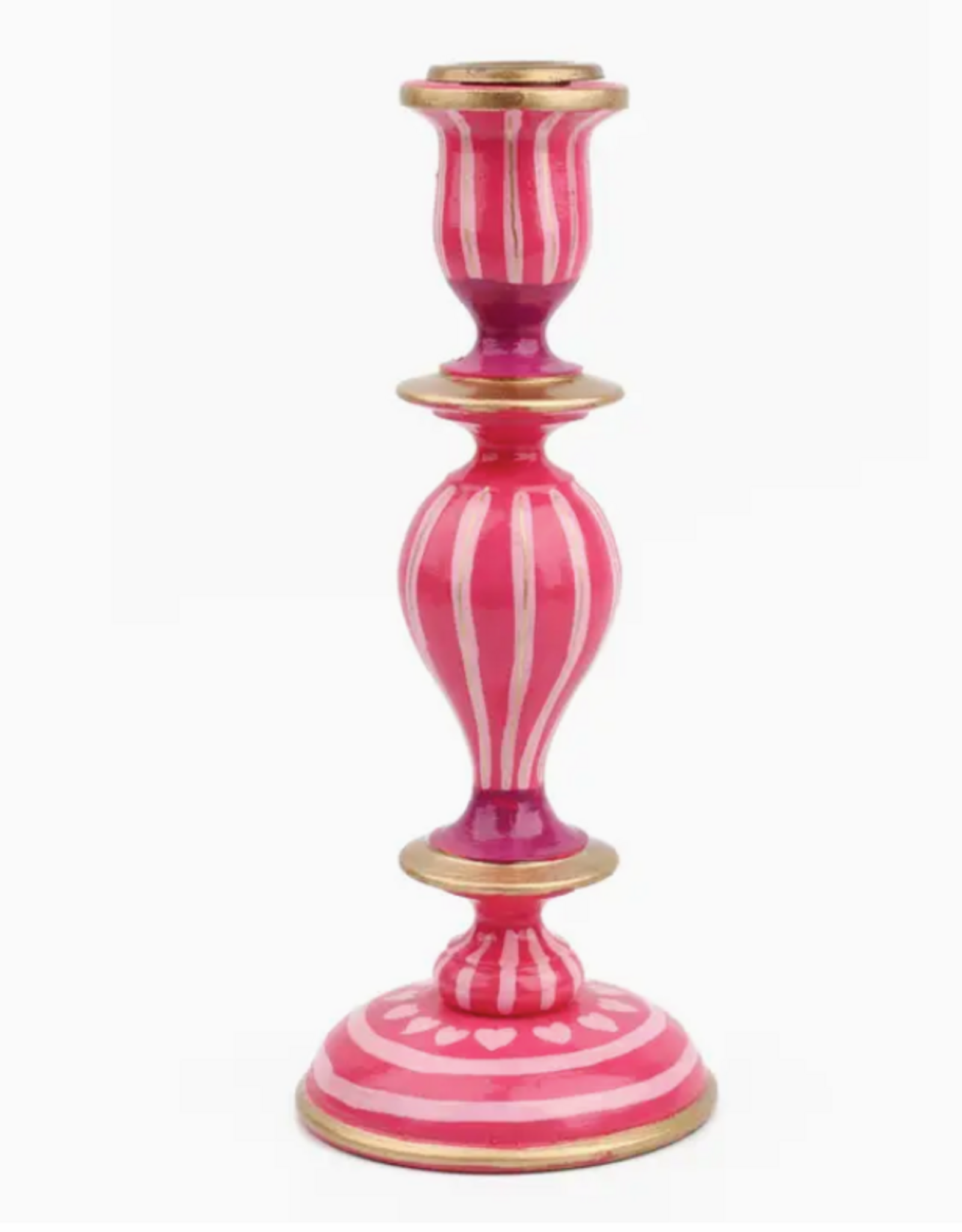 Large Pink Stripe Candlestick