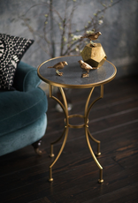 Black Stone and Gold Metal Table H28.5" D18" Reg $399  Now $150