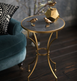 Black Stone and Gold Metal Table H28.5" D18" Reg $399  Now $150