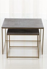 Small Casted Table - Gold Frame with Black Top H14.5" L18.25"