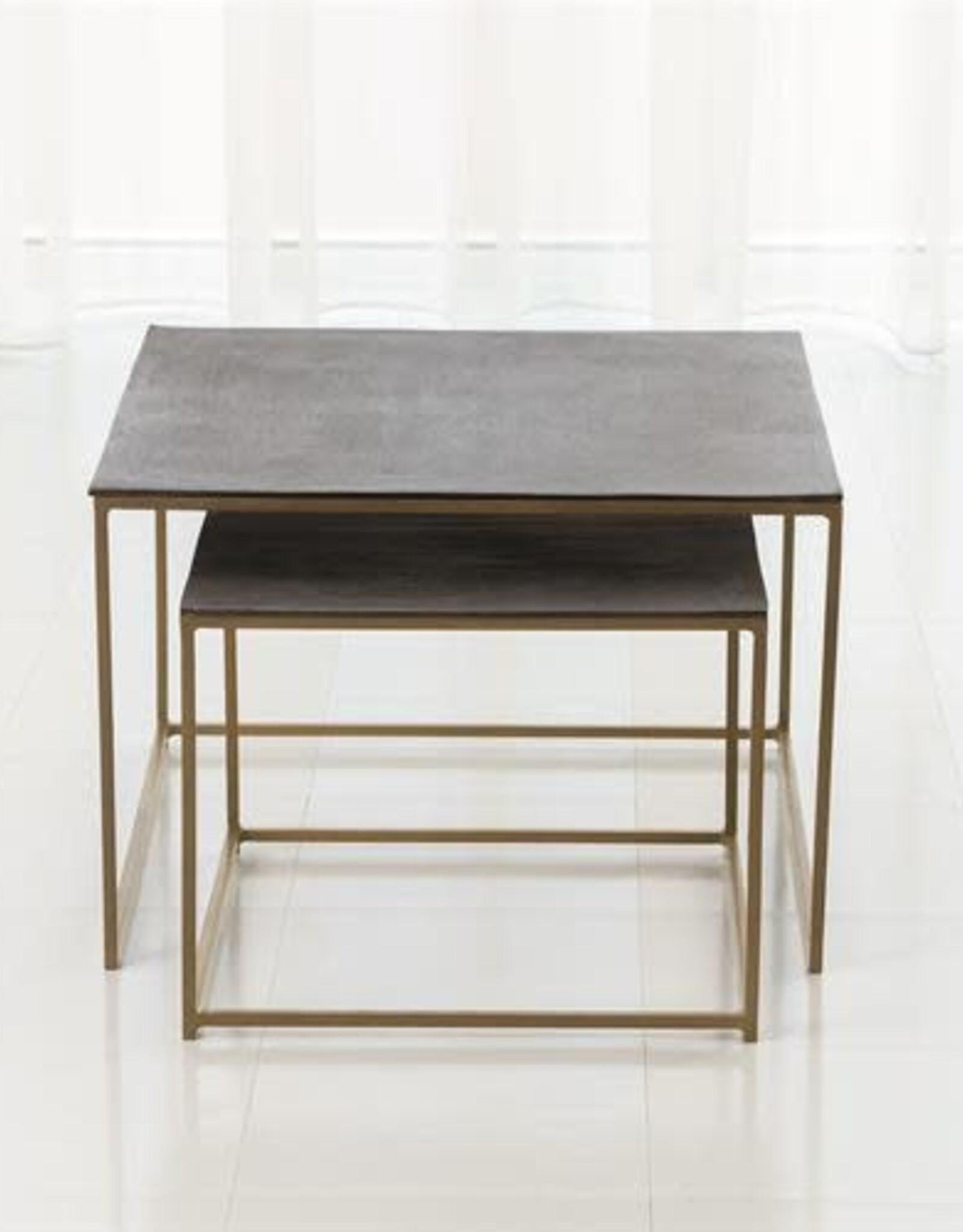 Small Casted Table - Gold Frame with Black Top H14.5" L18.25"