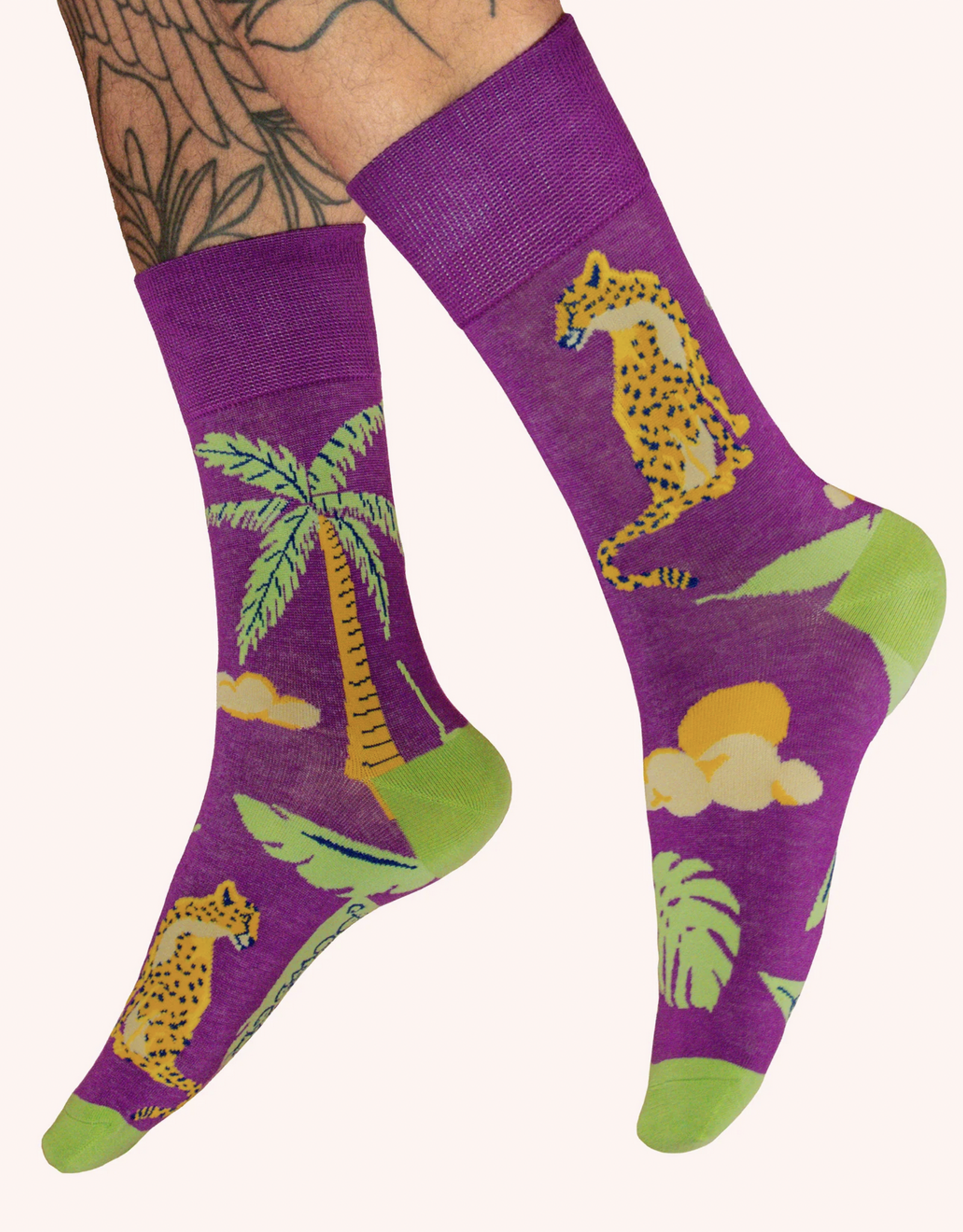 Men's Socks - Chilled Cheetah in Lavender