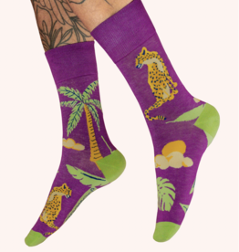 Men's Socks - Chilled Cheetah in Lavender