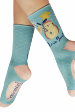 Socks - Hedgehog Sharing Love in Aqua