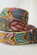 Medium Cream Folklorica Floral Embroidered Wool Belt