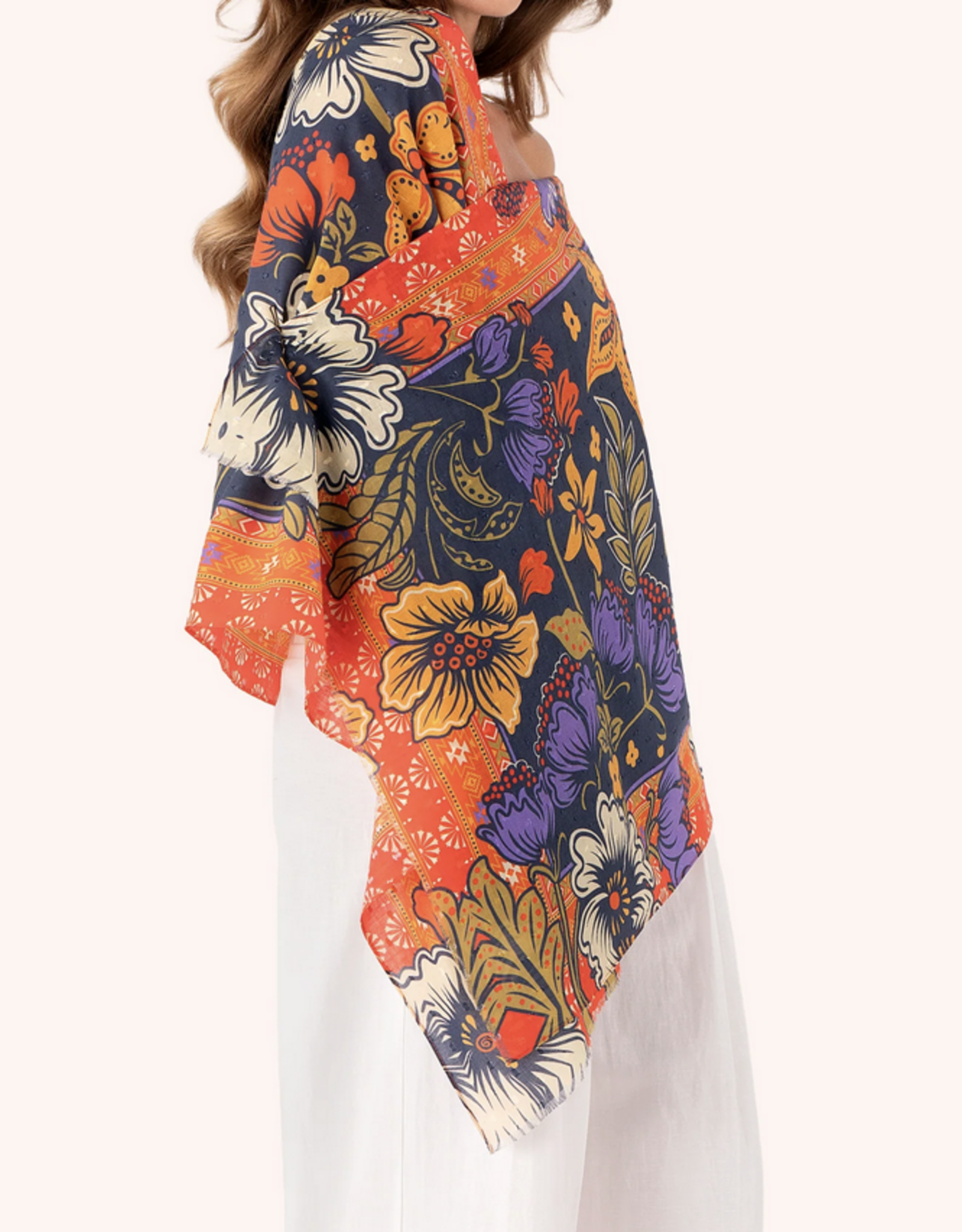 Trailing Floral Cotton Scarf