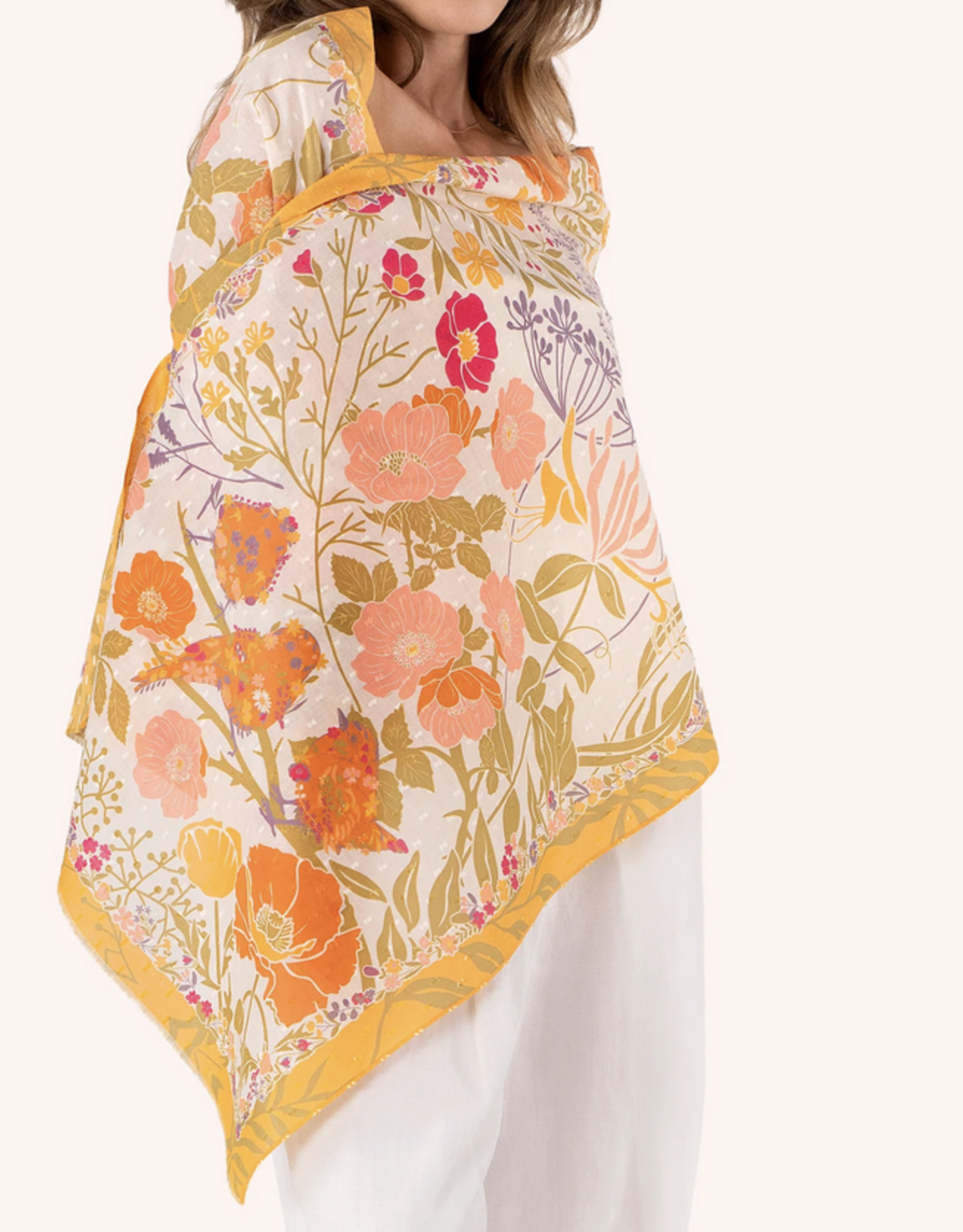 Birds in Bloom Cotton Scarf