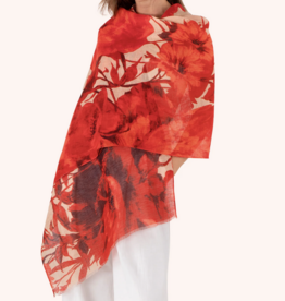 Rouge Blooms Linen Cotton Mix Scarf