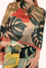 Exotic Leaves Linen Cotton Mix Scarf