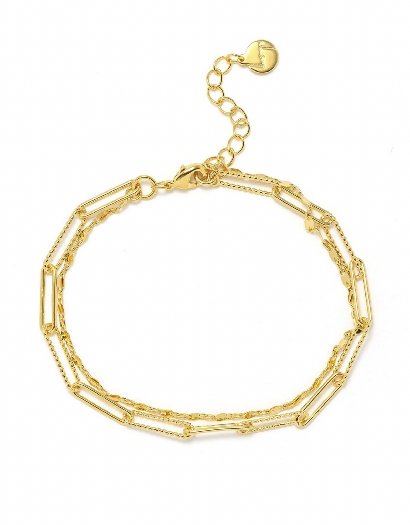 Arlo Paperclip Layered Bracelet - Gold