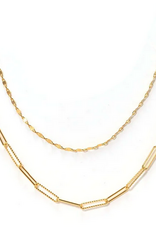 Arlo Paperclip Layered Necklace - Gold