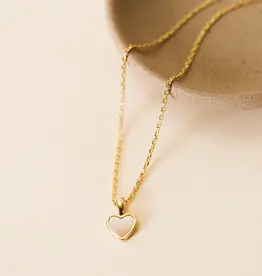 Gemstone Heart Pendant Necklace - Mother of Pearl