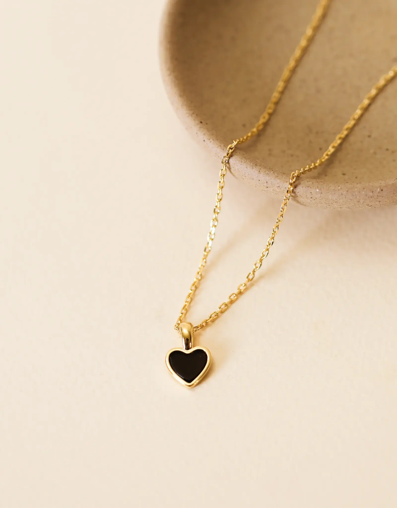 Gemstone Heart Pendant Necklace - Black Tourmaline