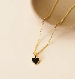 Gemstone Heart Pendant Necklace - Black Tourmaline