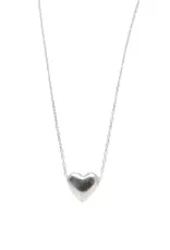 Poetic Puffy Heart Necklace - Silver