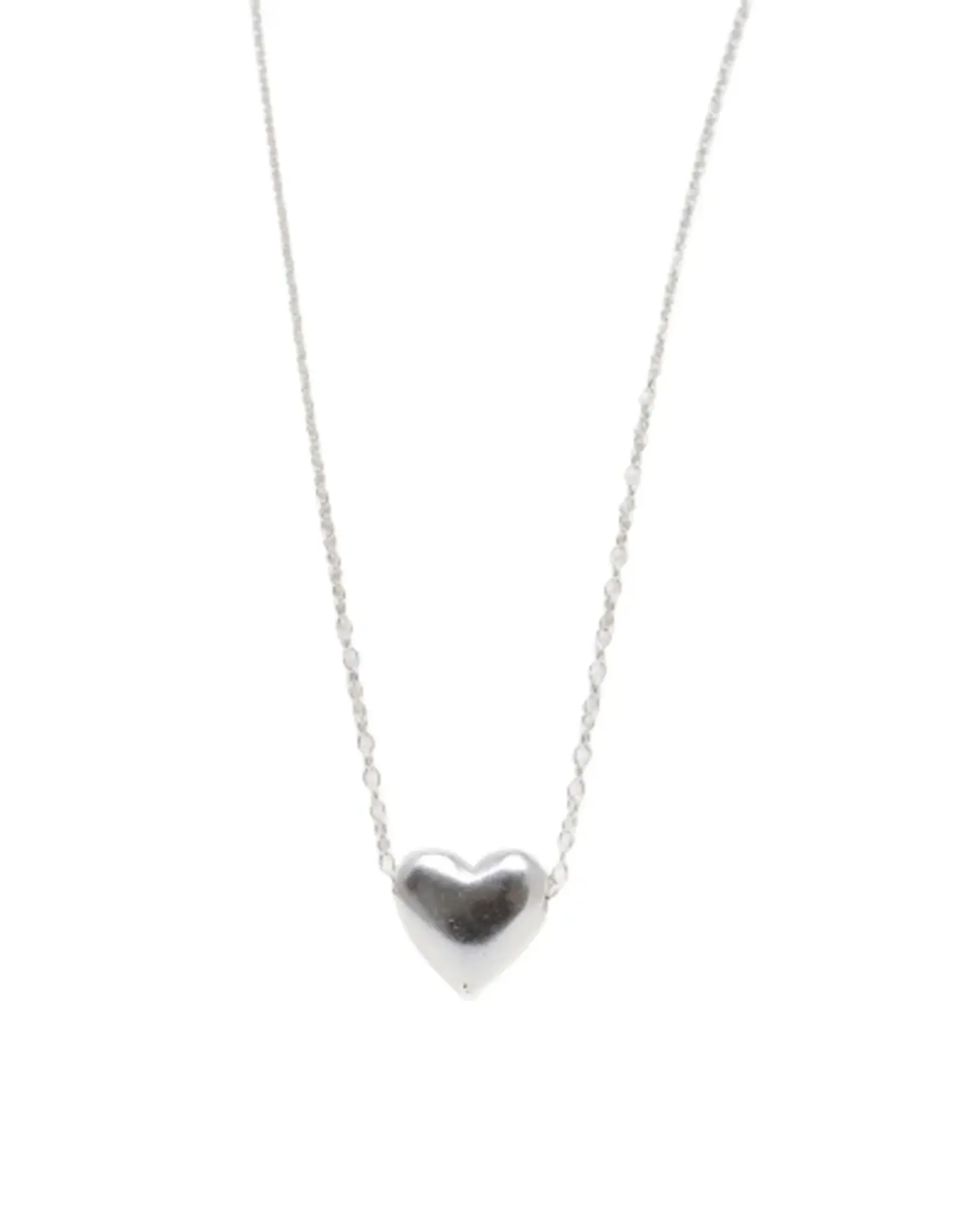 Poetic Puffy Heart Necklace - Silver