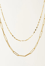 Arlo Paperclip Layered Necklace - Gold