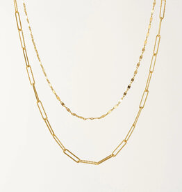 Arlo Paperclip Layered Necklace - Gold