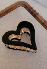 Black and Gold Heart Claw Clip