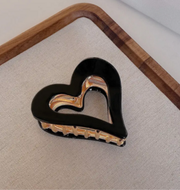 Black and Gold Heart Claw Clip