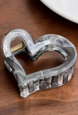 Grey Marble Heart Claw Clip