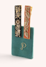 Navy and Tangerine Leaves (Teal) Hair Clip