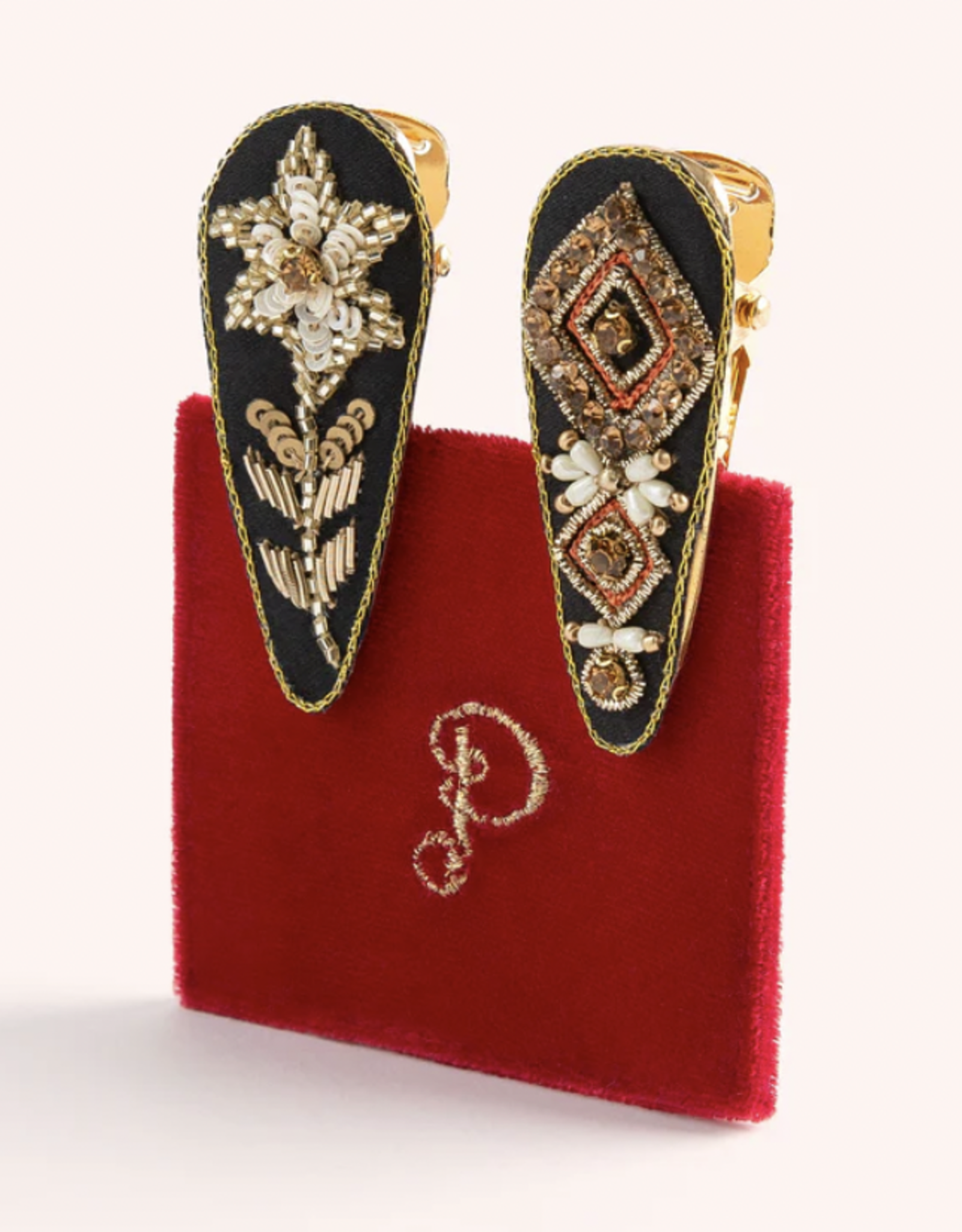 Midnight Floral and Deco (Red) Hair Clip