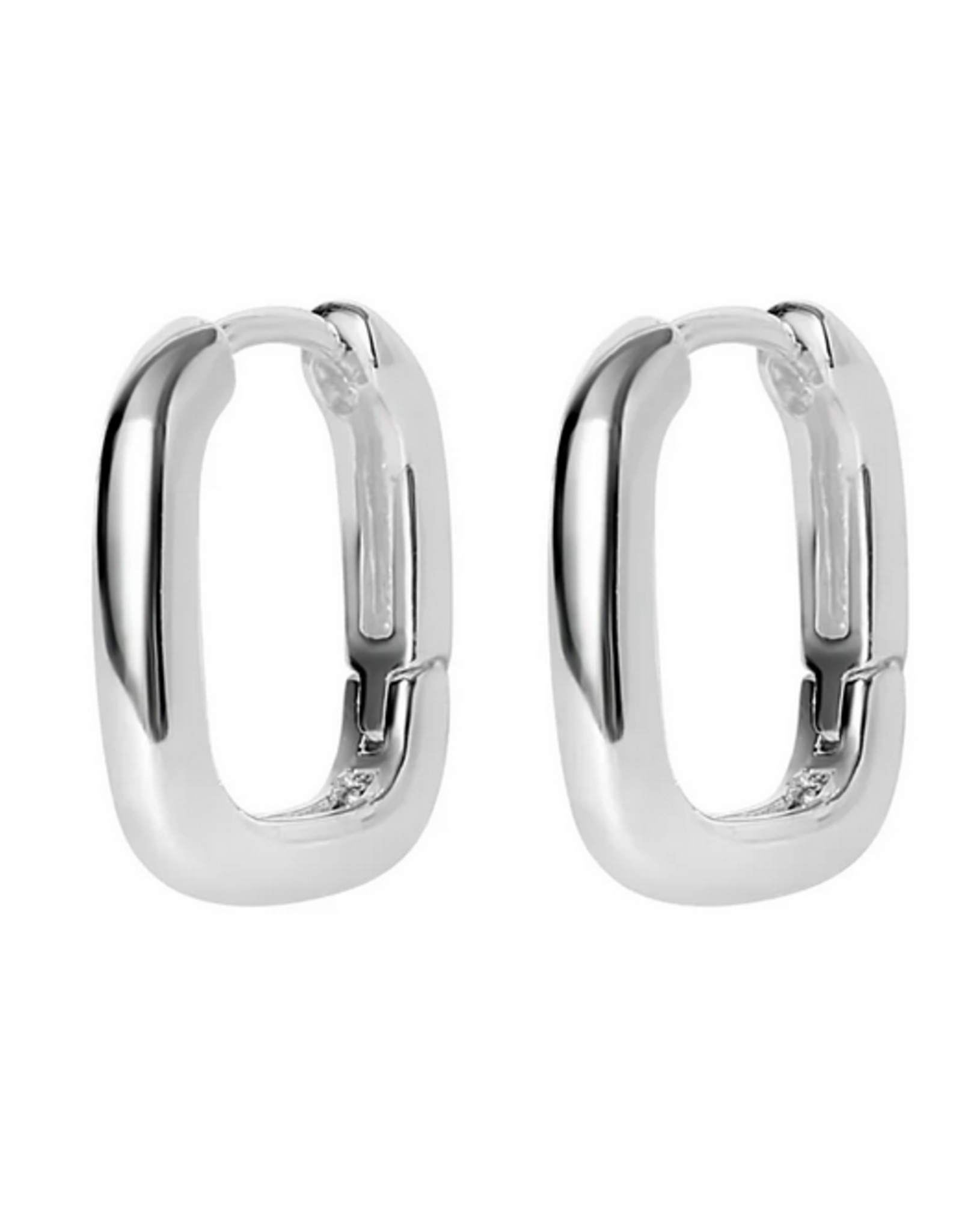 Annika Small Rectangular Hoop Earrings - Silver