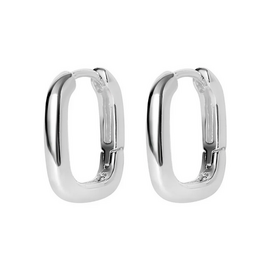 Annika Small Rectangular Hoop Earrings - Silver