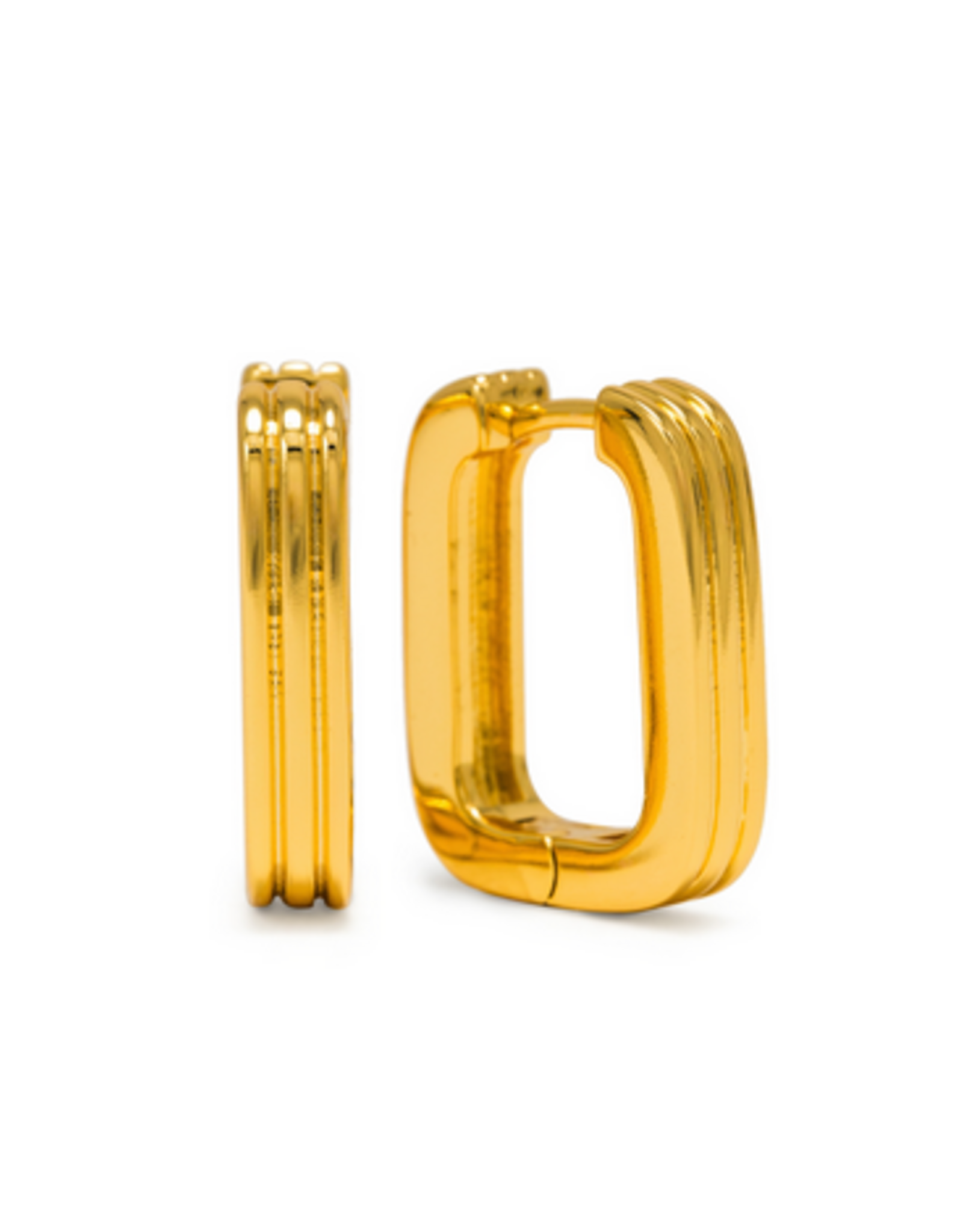 Groove U-Shaped Hoop Earrings - Gold