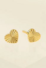 Demi Fine Heart Fluted Stud Earrings - Gold