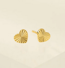 Demi Fine Heart Fluted Stud Earrings - Gold