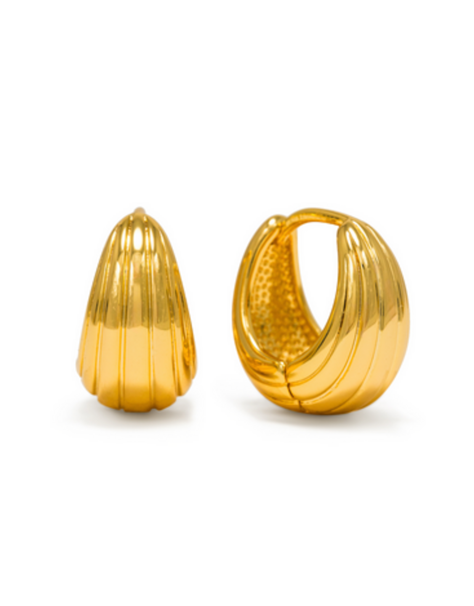 Groove Tear Drop Hoop Earrings - Gold
