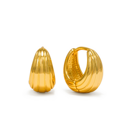 Groove Tear Drop Hoop Earrings - Gold