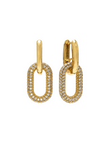 Gold Solana Paperclip Drop Hoop Earrings