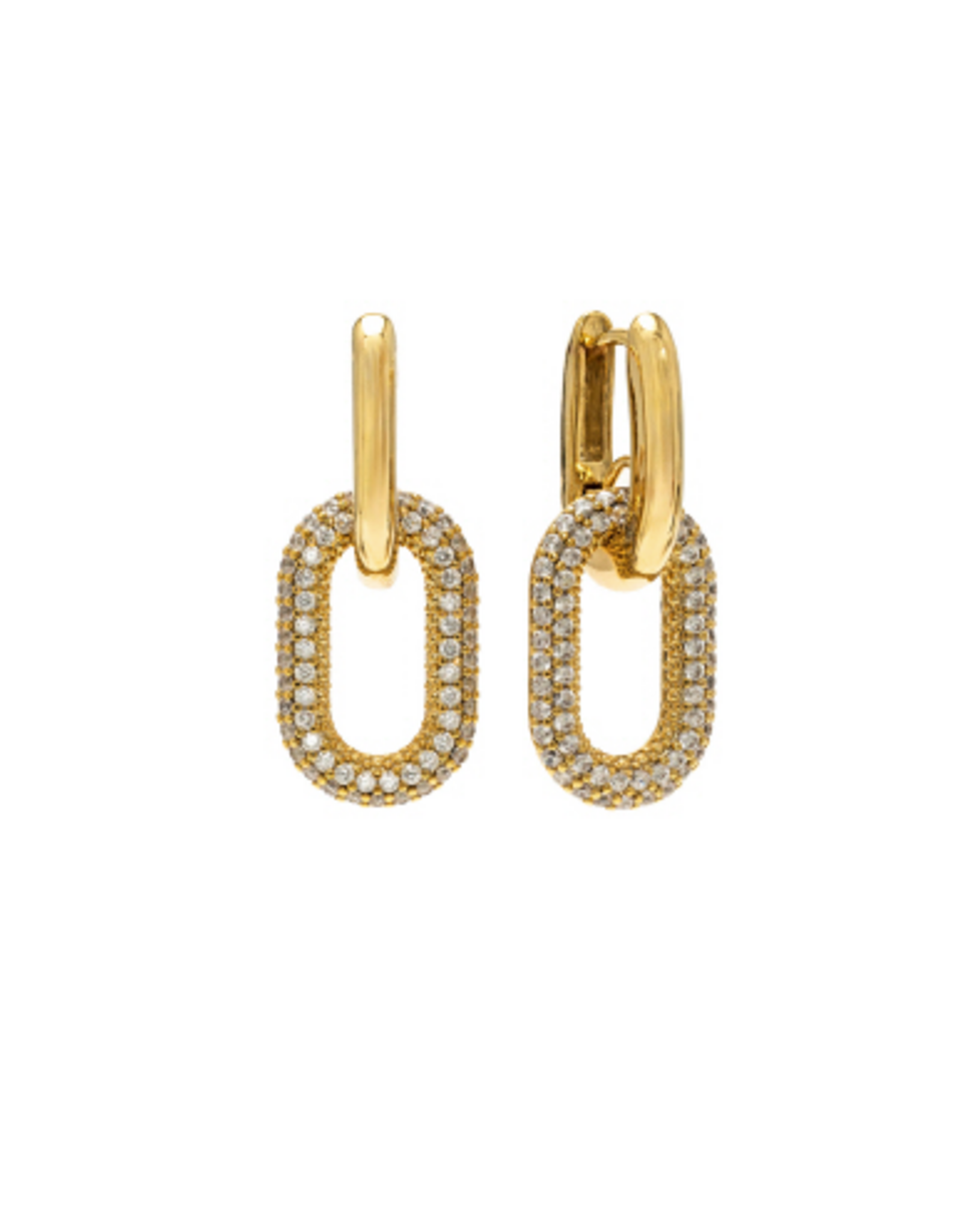 Gold Solana Paperclip Drop Hoop Earrings