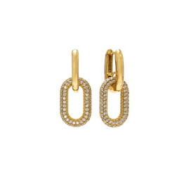 Gold Solana Paperclip Drop Hoop Earrings