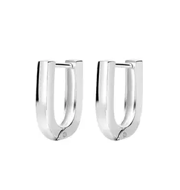 Lisbon U-Shape Bar Huggie Earrings - Silver