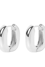 May Square Chunky Hoop Earrings - Silver