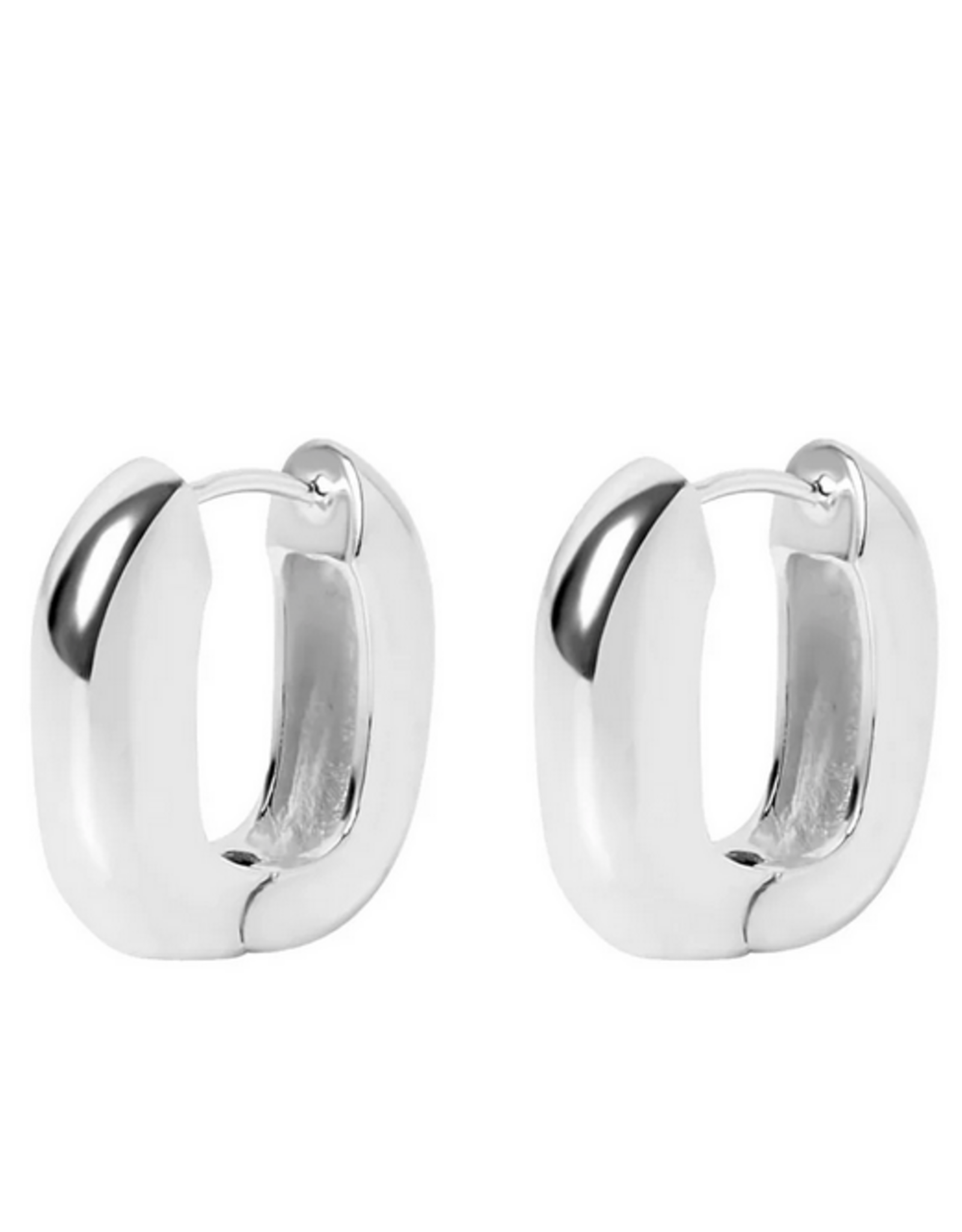 May Square Chunky Hoop Earrings - Silver