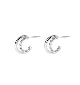 Adina Double Circle Huggie Earrings - Silver