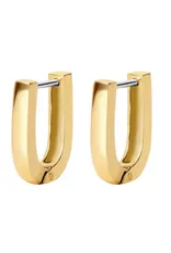Lisbon U-Shape Bar Huggie Earrings - Gold