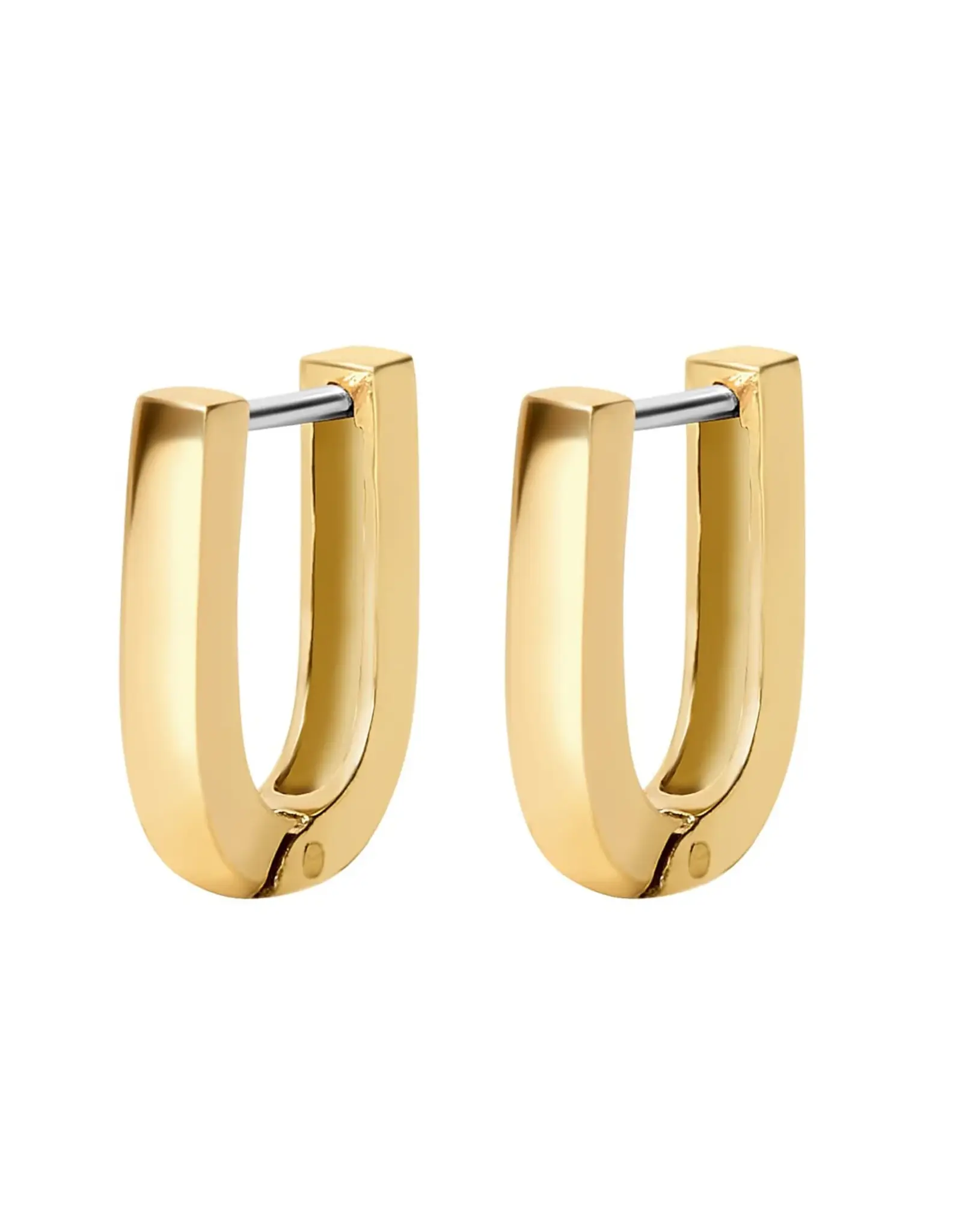 Lisbon U-Shape Bar Huggie Earrings - Gold