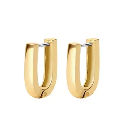 Lisbon U-Shape Bar Huggie Earrings - Gold