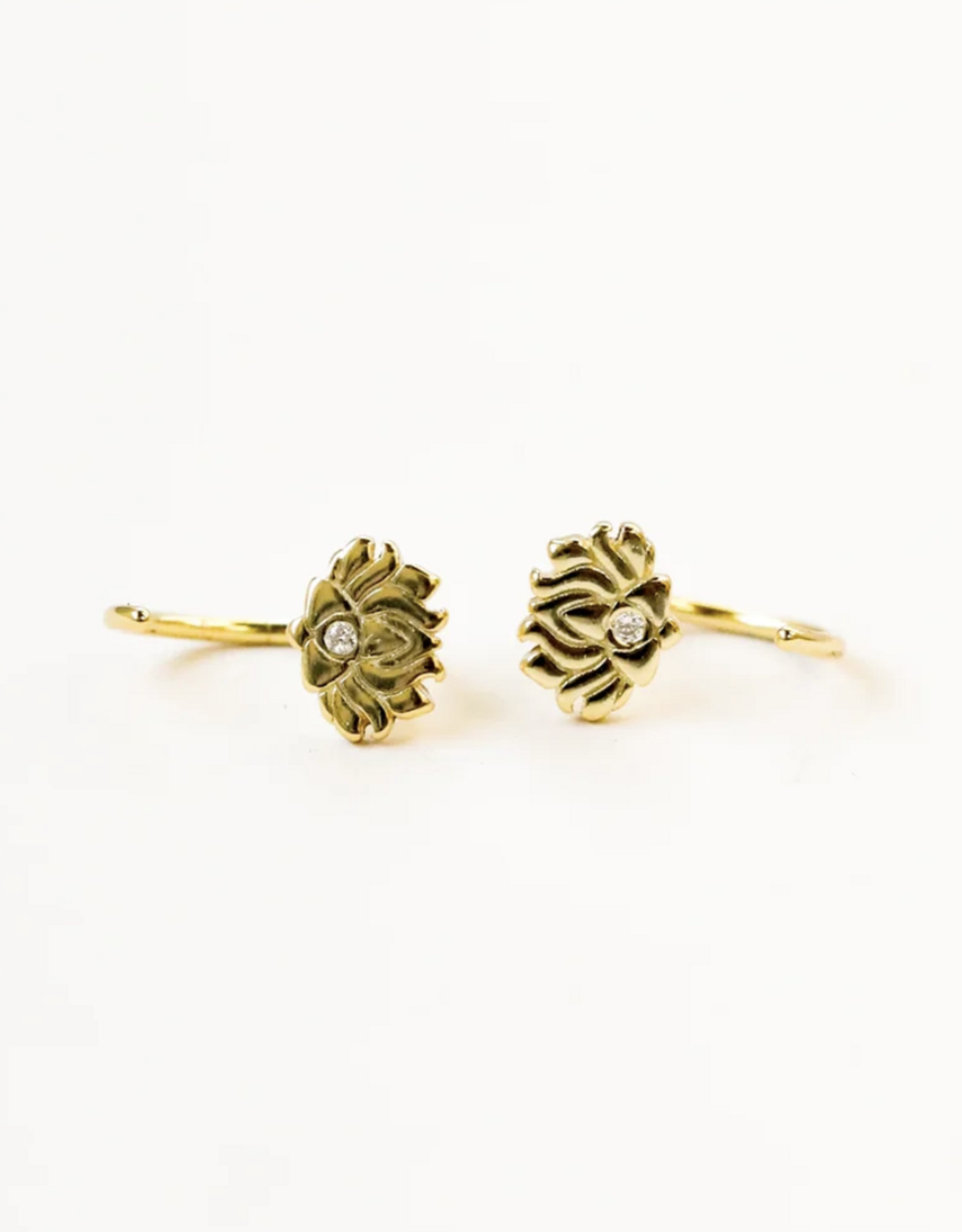 Icon Huggie Earrings - Lotus Flower