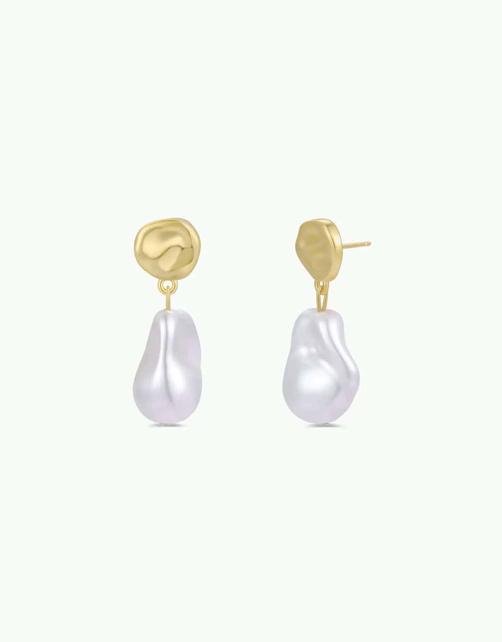 Abstract Pearl and Gold Drop Earrings