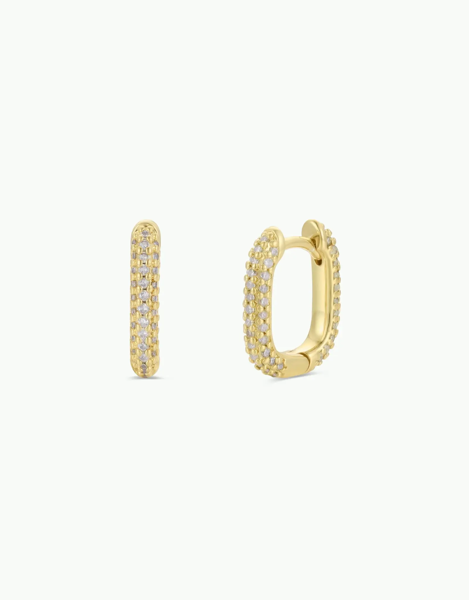 Golden Hoop Earrings - Pave
