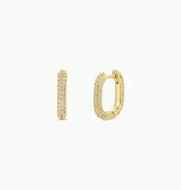 Golden Hoop Earrings - Pave